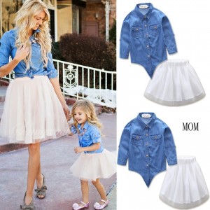 Denim shirt mother daughter