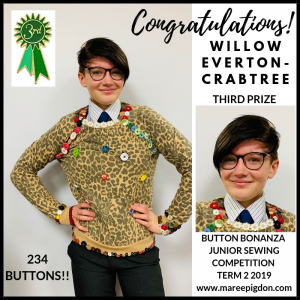 WINNER - Button Bonanza Junior 3rd Prize - Willow Everton-Crabtree