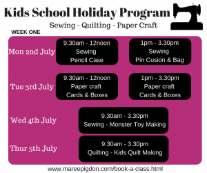 Schedule W1 - Kids School Holiday Program