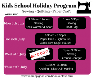 Schedule W2 - Kids School Holiday Program