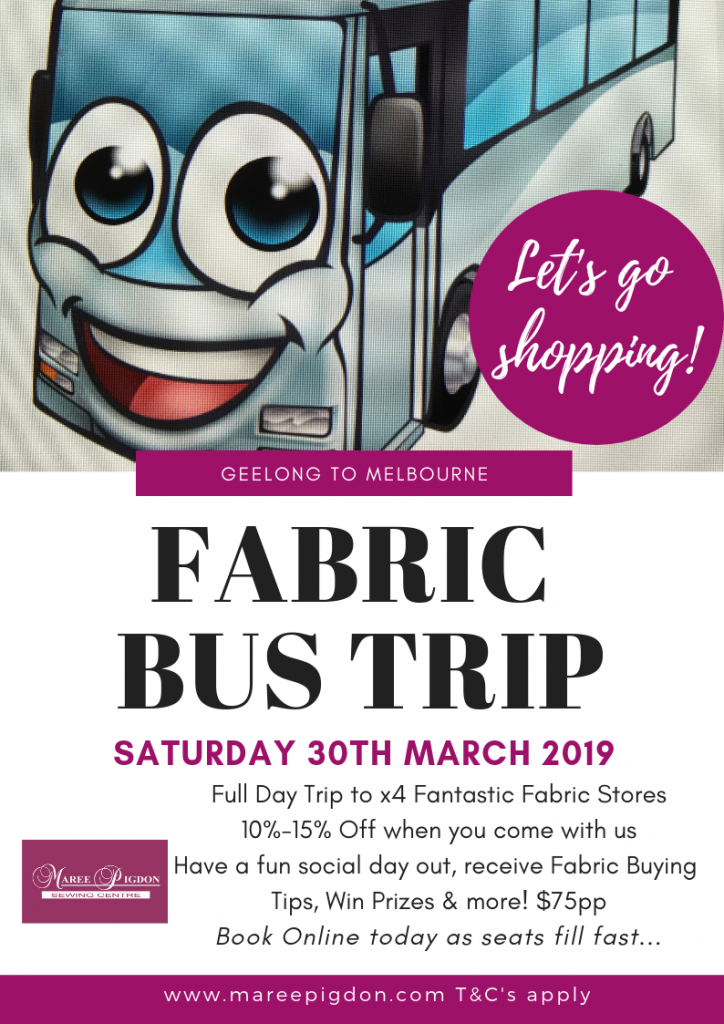 Fabric Buying Bus Trip Poster